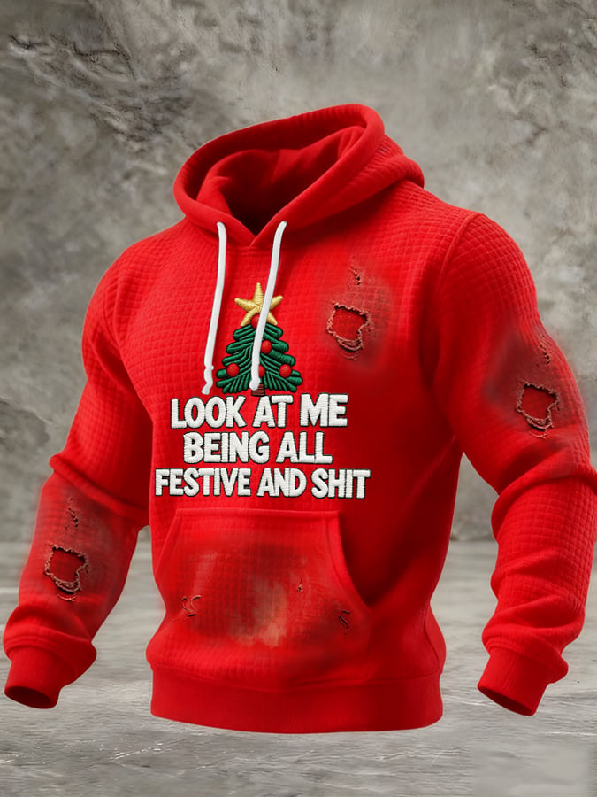Men's Vintage Christmas Print Hoodie