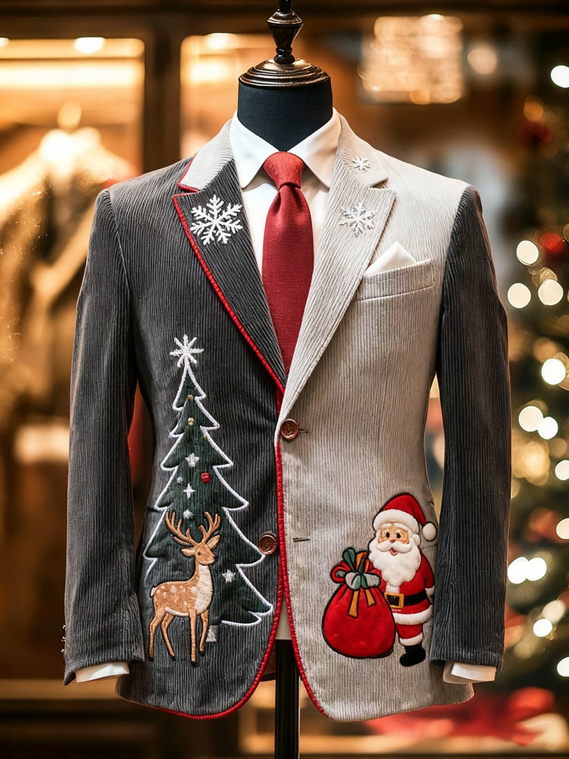 Men's Vintage Casual Christmas Party Corduroy Blazer