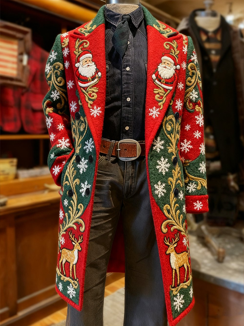 Men's Vintage Christmas Party Tweed Coat