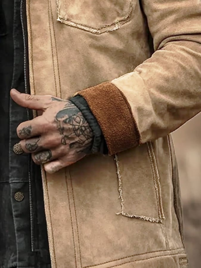 Men's Vintage Classic Distressed Casual Pocket Jacket