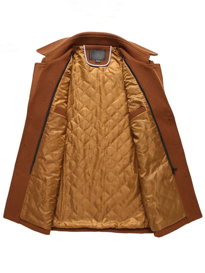 Men's Fashion Scarf Collar Warm Quilted Tweed Windbreaker Jacket
