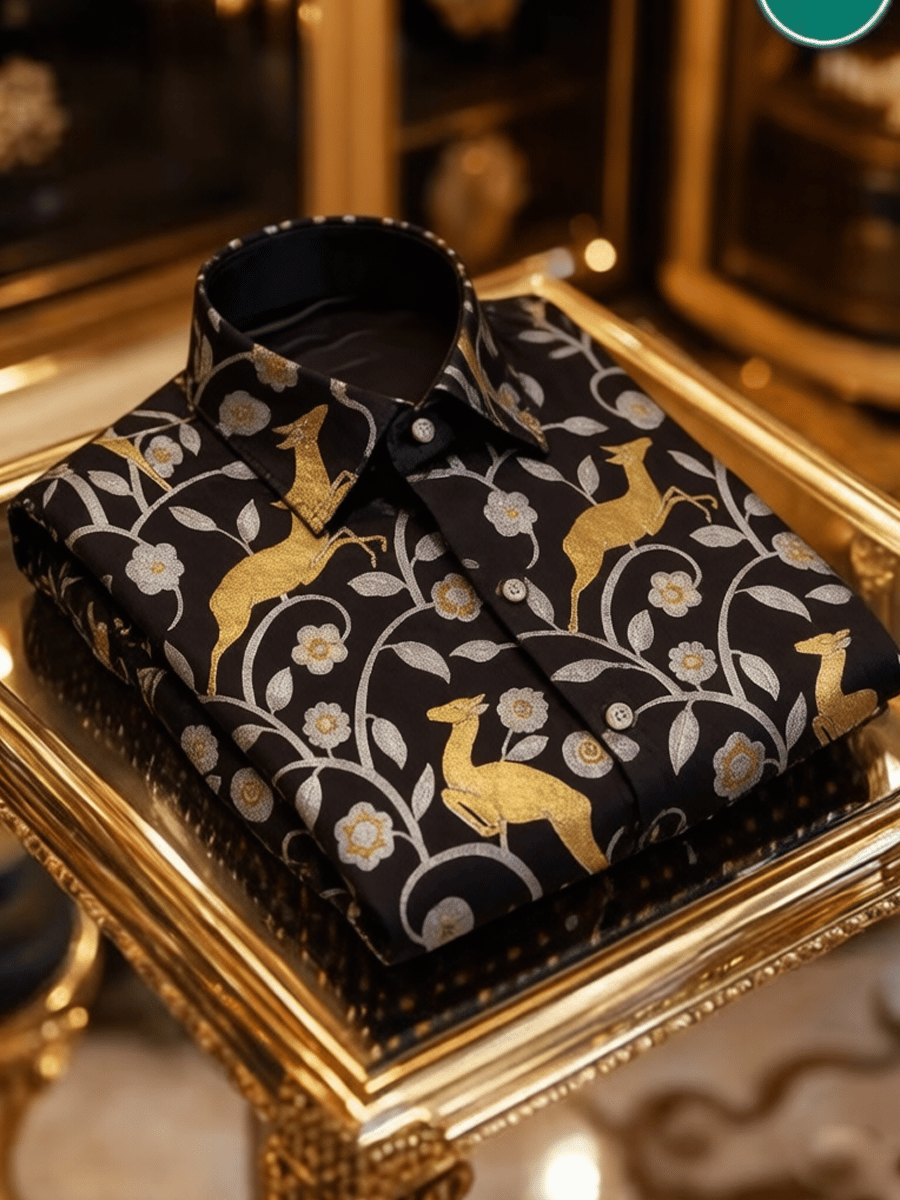 Men's Silk Quiet Luxury Baroque Burgundy Business Shirt