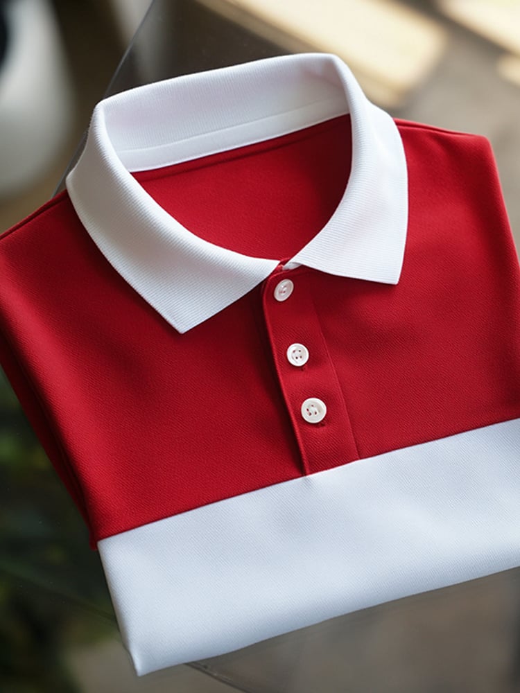 Men's Business Casual Button Short Sleeve Polo Shirt