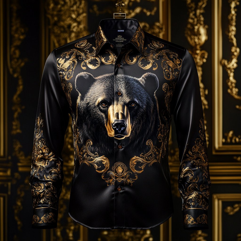Men's Luxury Long-sleeved Shirt with Beast Print
