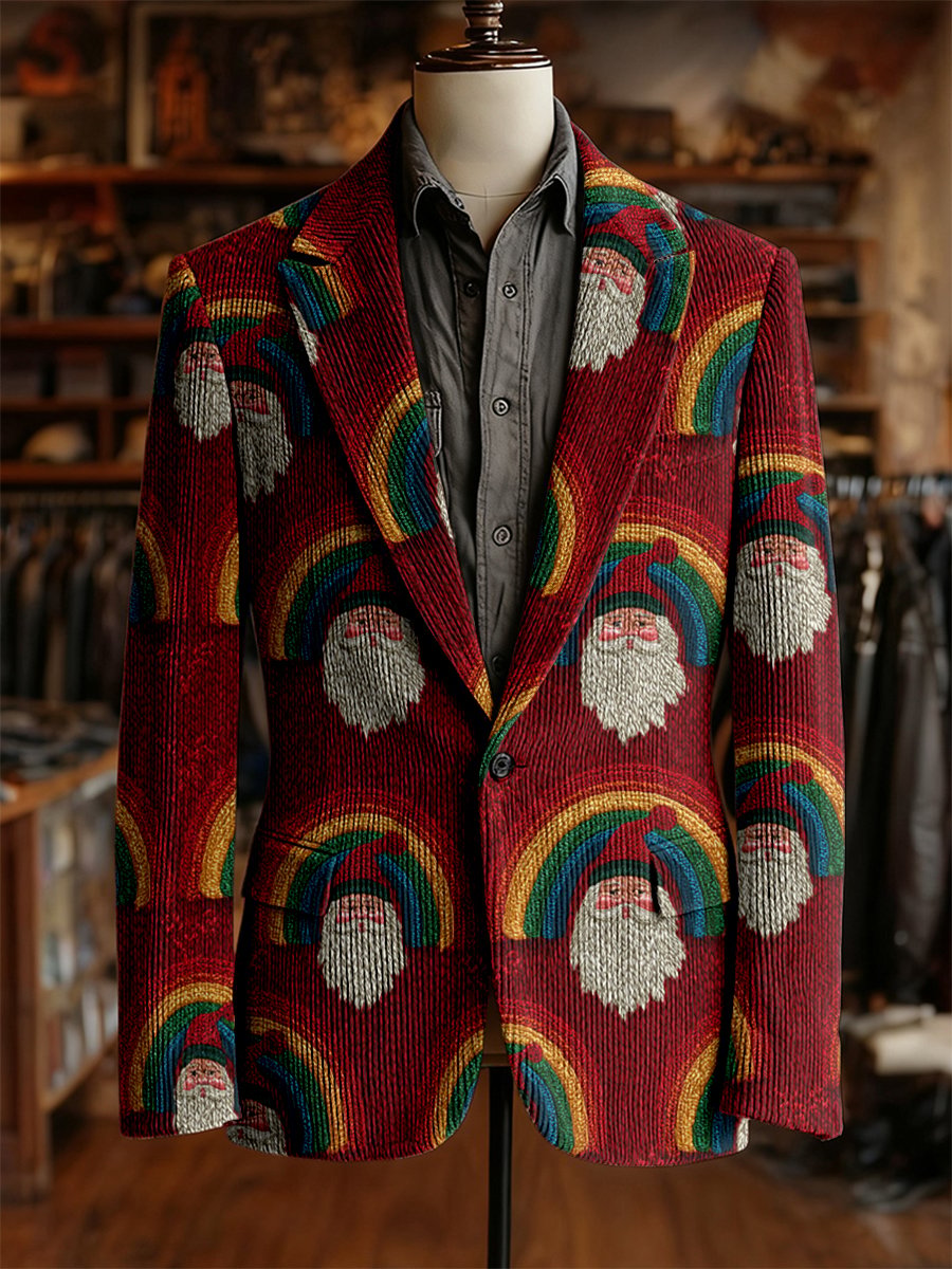 Men's Vintage Casual Hippie Christmas Party Corduroy Blazer