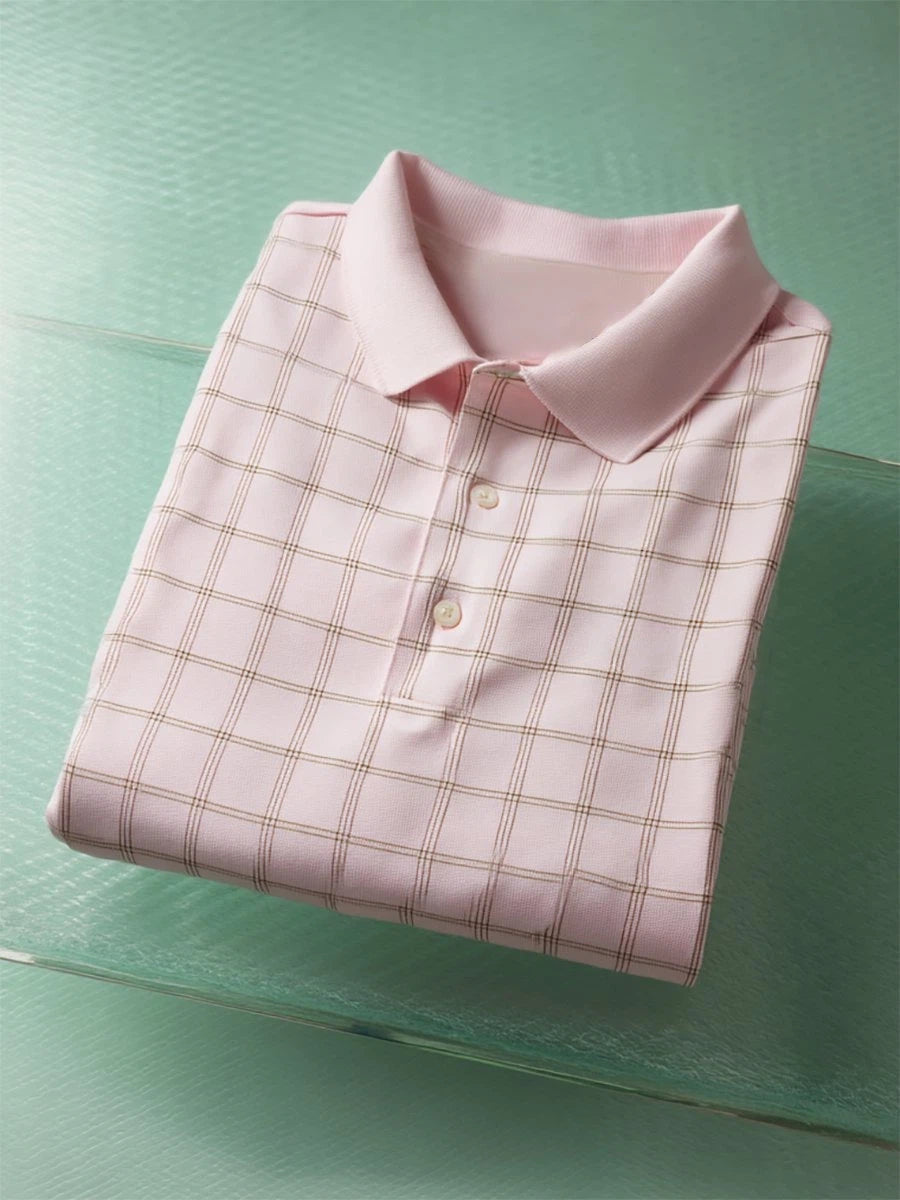 Men's Business Casual Button Short Sleeve Polo Shirt