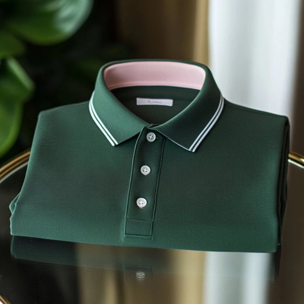 Men's Business Casual Embroidered Button Short Sleeve Polo Shirt