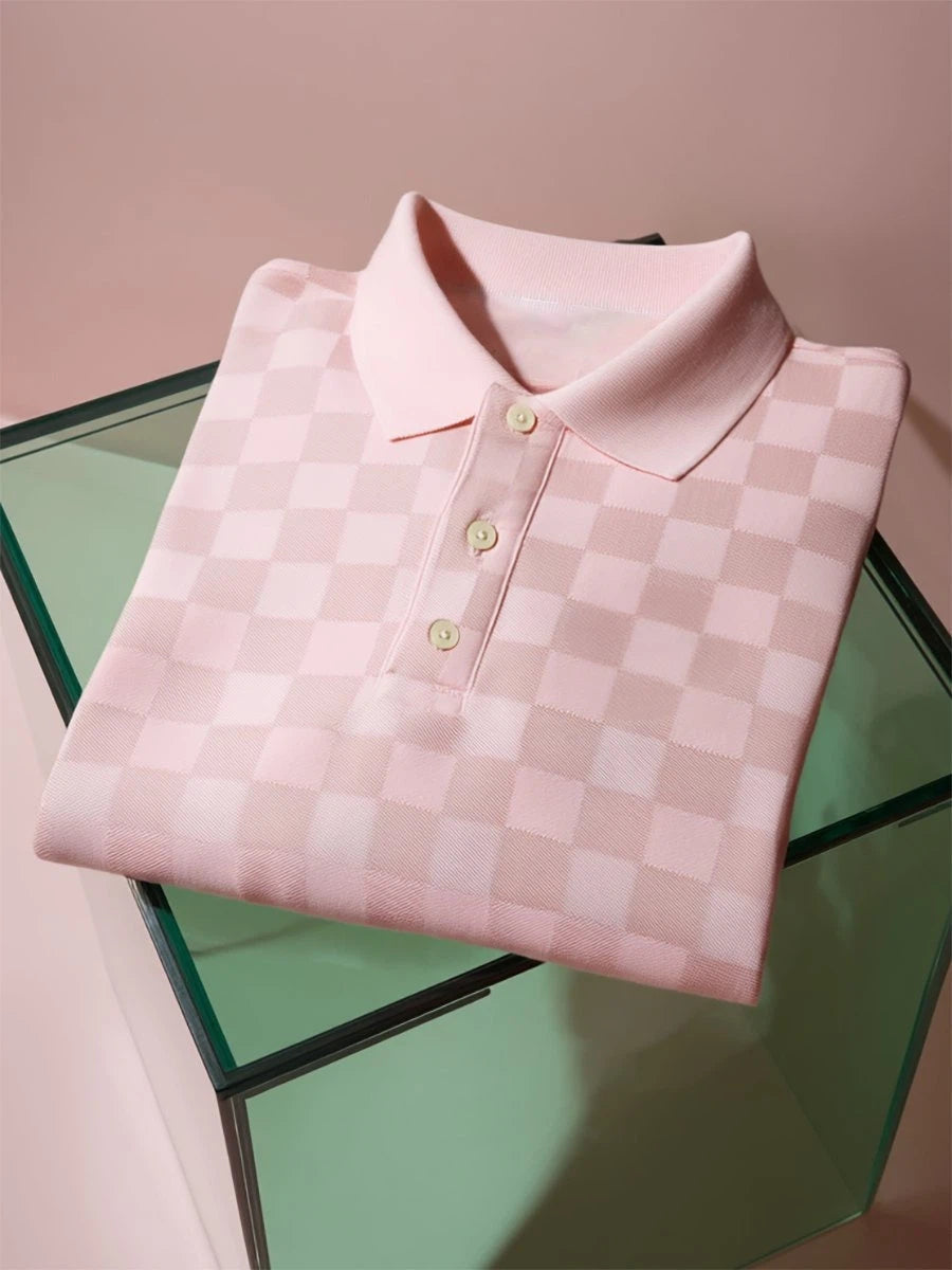 Men's Business Casual Button Short Sleeve Polo Shirt