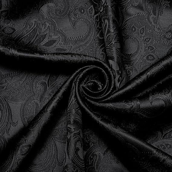 Men's Silk Paisley Dress Shirts,Paisley Black