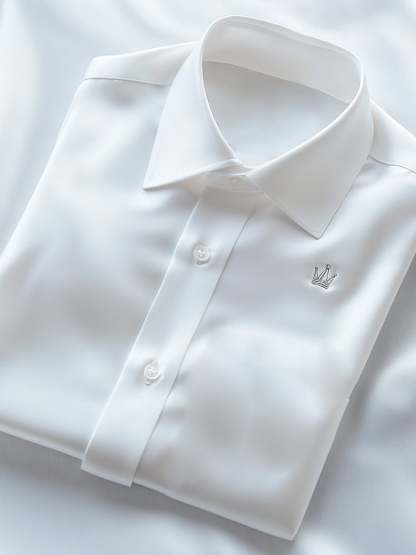 Men's Luxury Business Casual Crown Logo Lapel Short Sleeve Shirt