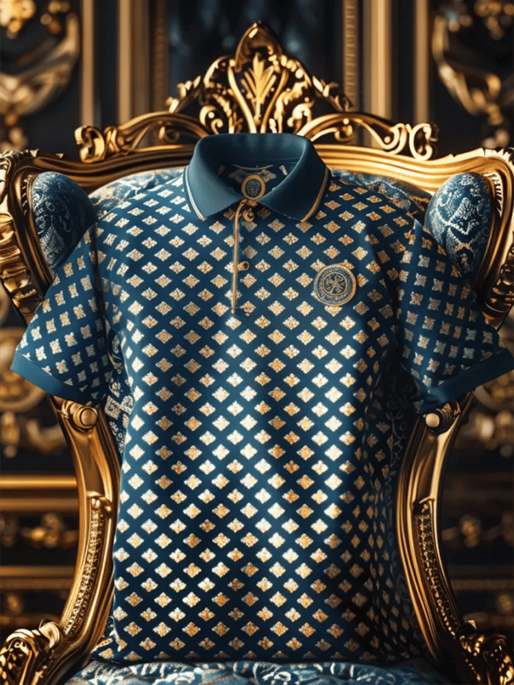 Men's Business Casual Logo Button Short Sleeve Polo Shirt