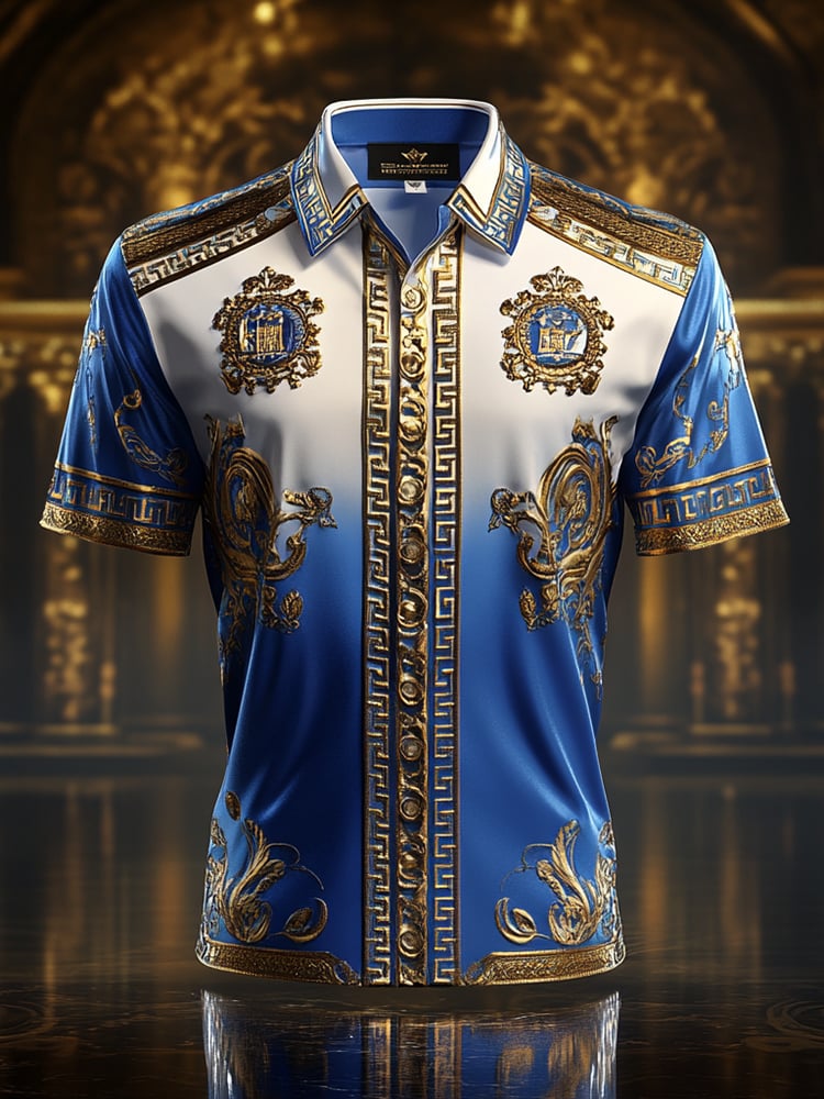 Men's Satin Luxe Print Short Sleeve Button Shirt