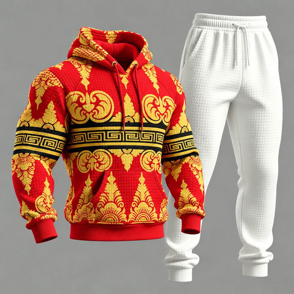 Men's Baroque-Print Hooded Sweatshirt and Sweatpants Set