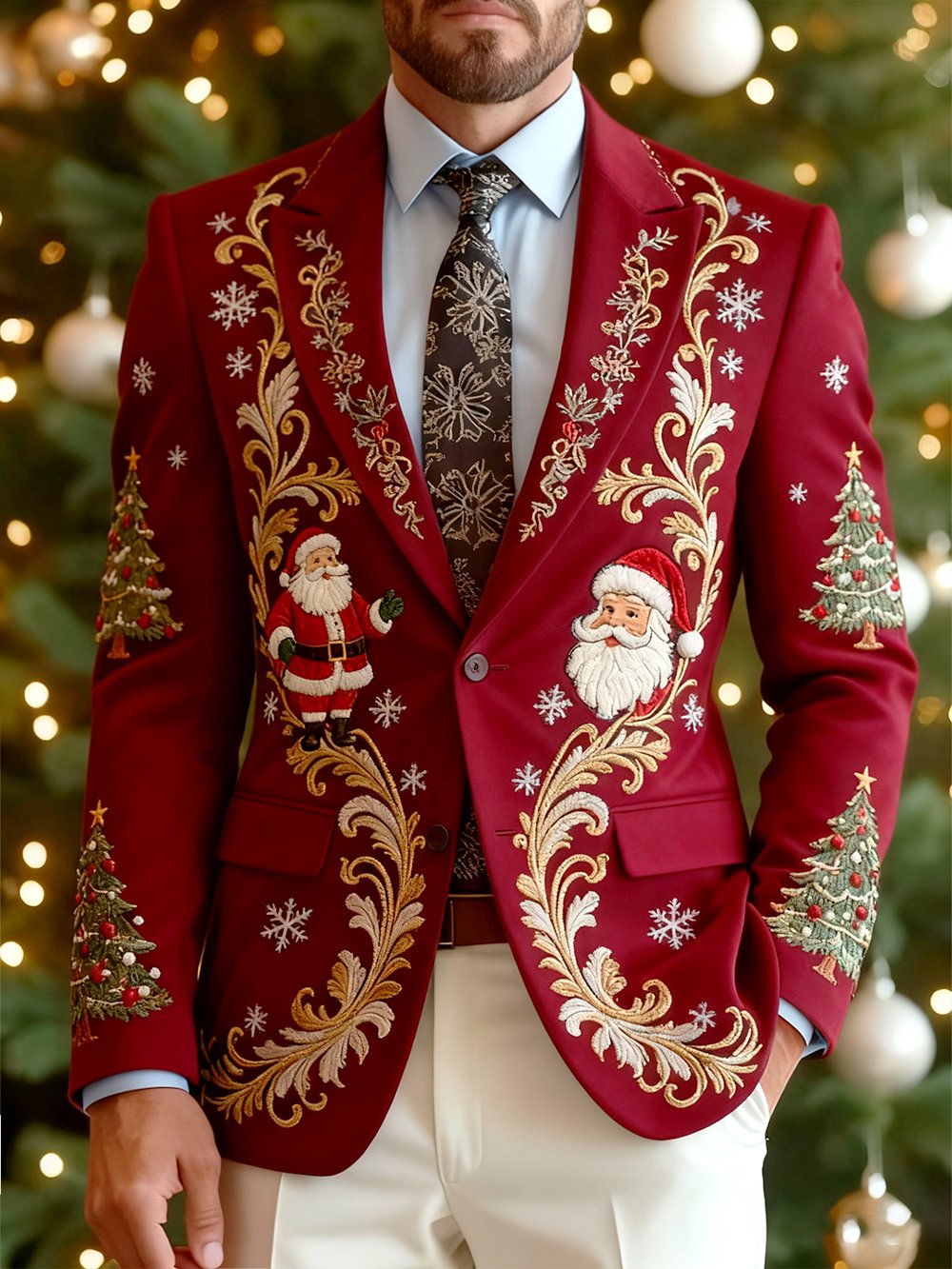 Men's Business Casual Christmas Suit Outerwear