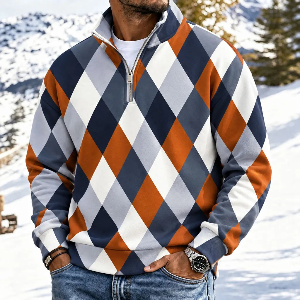 Men's Diamond-Quilted Half-Zip Sweatshirt