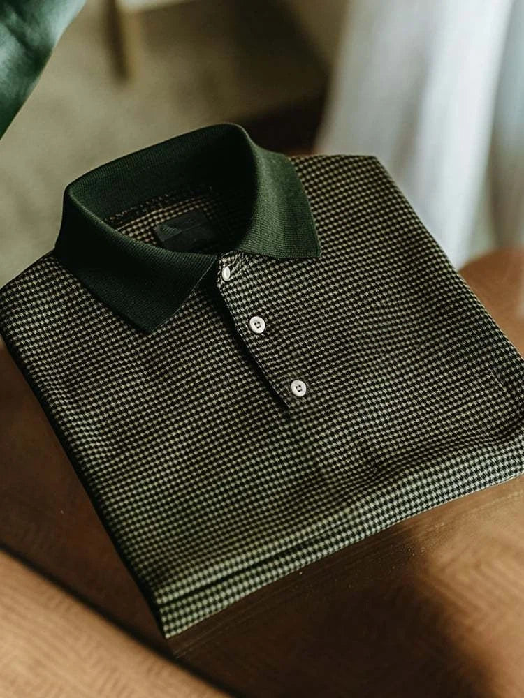 Men's Business Casual Simple Logo Button Short Sleeve Polo Shirt
