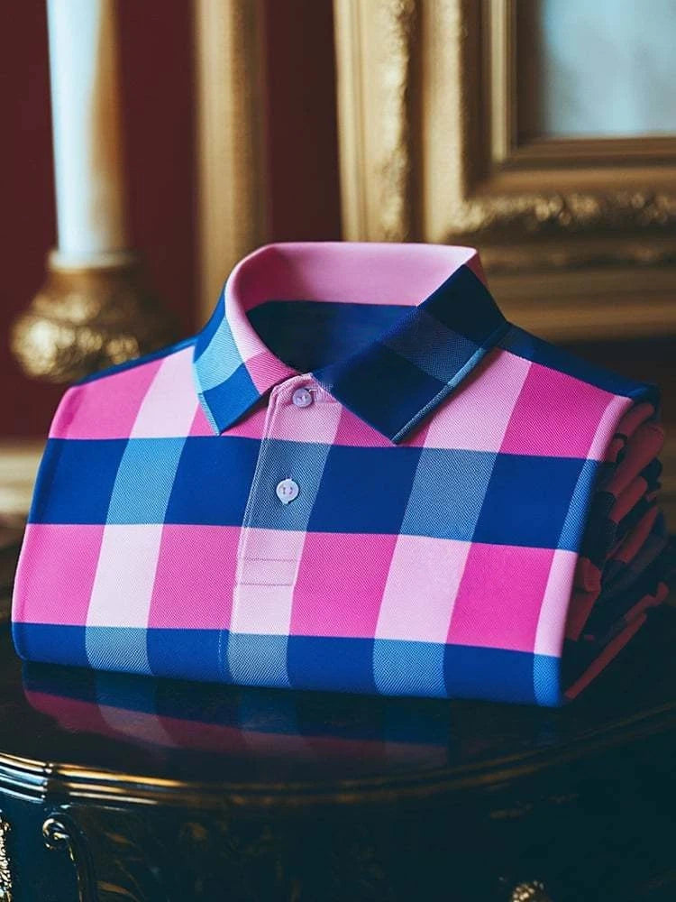 Men's Classic Business Logo Button Short Sleeve Polo Shirt