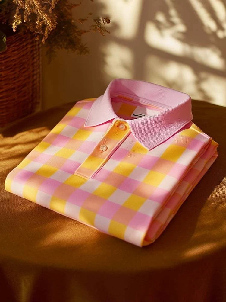 Men's Classic Business Logo Button Short Sleeve Polo Shirt