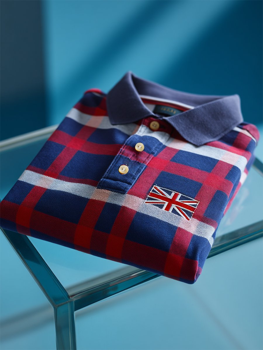 Men's Business Casual Union Jack Button Short Sleeve Polo Shirt