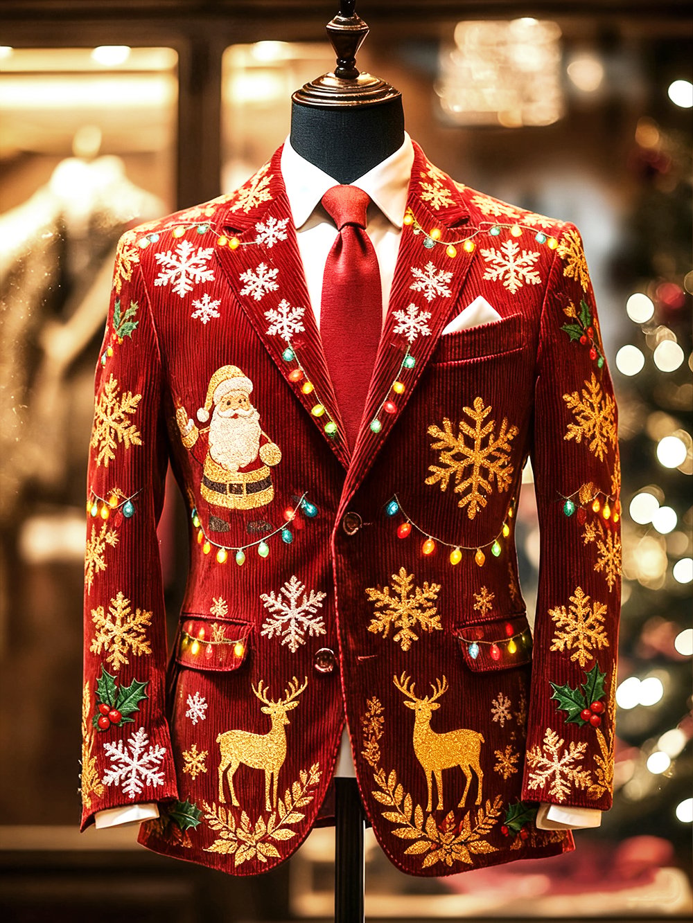 Men's Vintage Casual Christmas Party Corduroy Blazer