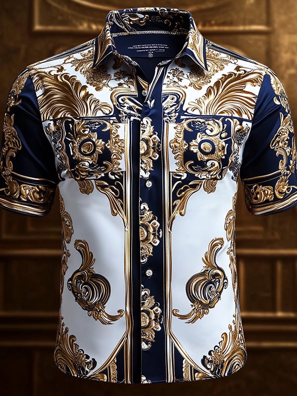 Men's Business Luxe Print Short Sleeve Shirt