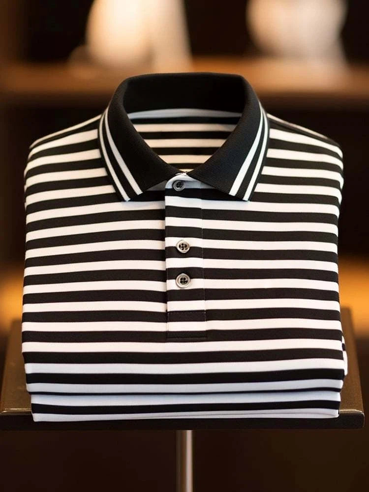 Men's Classic Business Logo Button Short Sleeve Polo Shirt