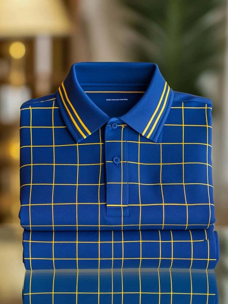 Men's Classic Business Logo Button Short Sleeve Polo Shirt