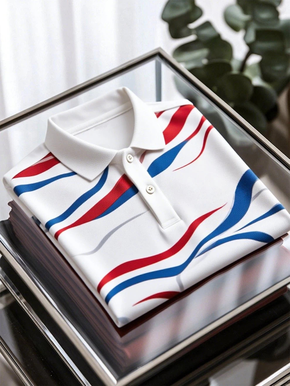 Men's Business Casual Art Button Short Sleeve Polo Shirt