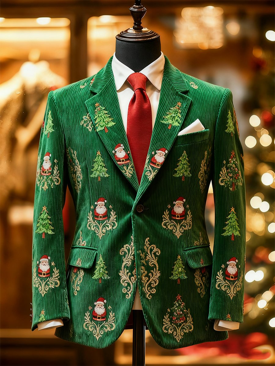 Men's Corduroy Santa Claus Lapel Suit Jacket