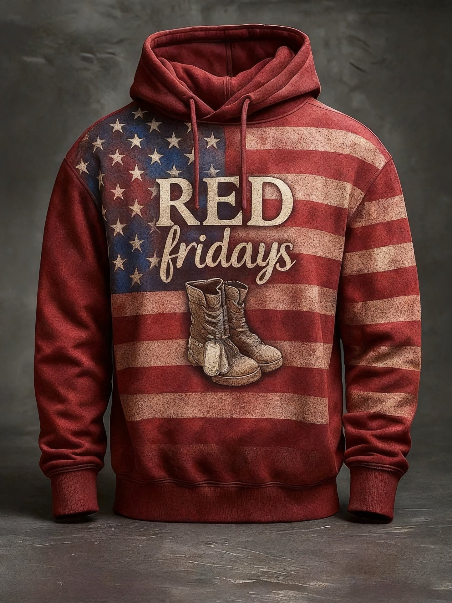 Men'S Veterans Red Friday Print Sweatshirt