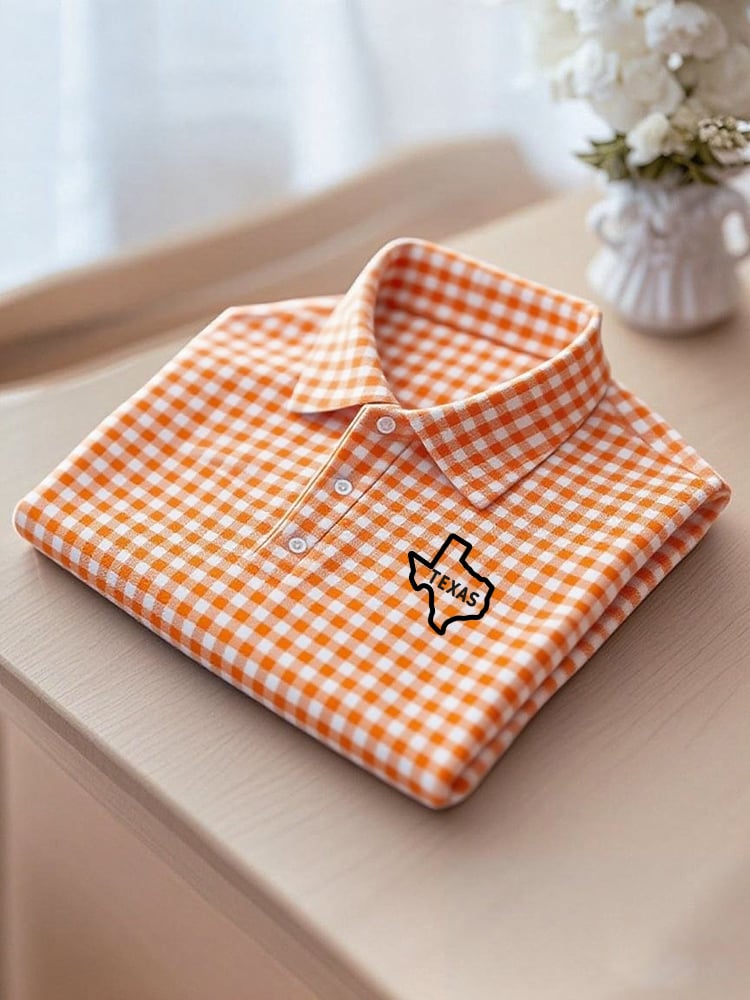 Men's Business Casual Texas Button Short Sleeve Polo Shirt