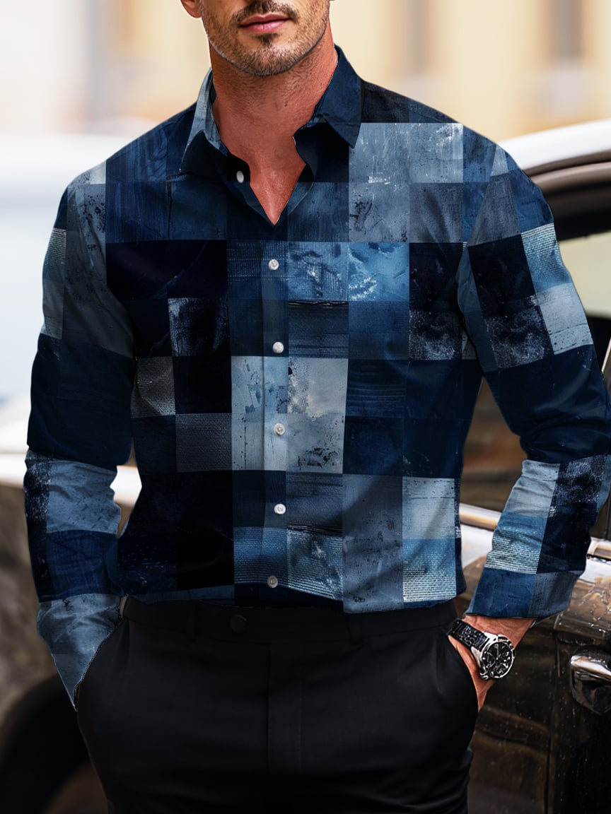 Men's Business Casual Art Button Short Sleeve Long Sleeve Shirt