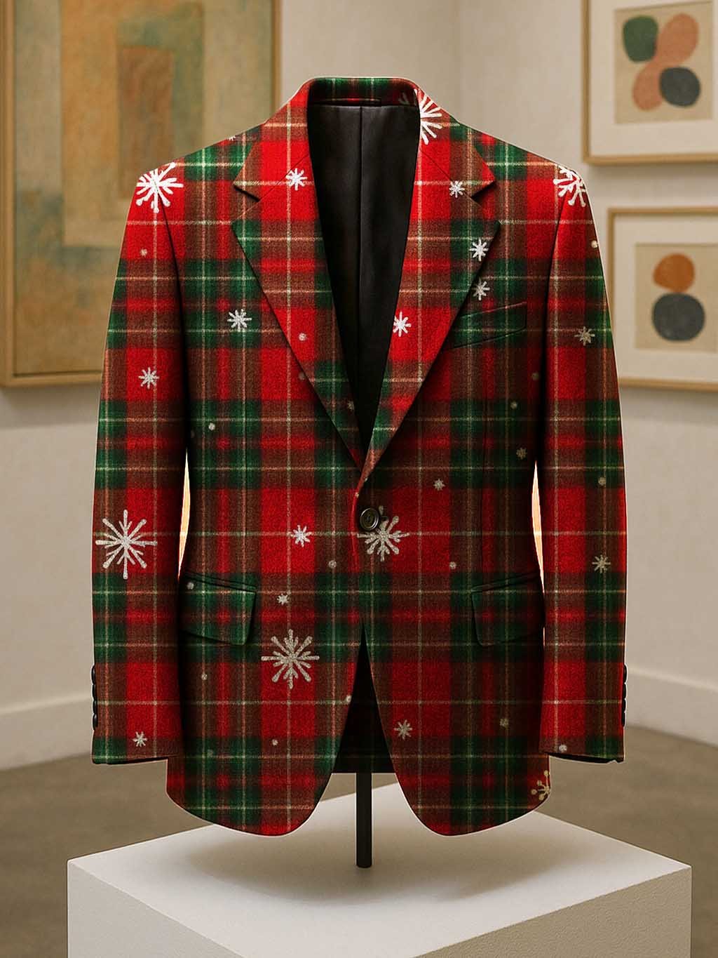 Men's Business Casual Large Pocket Notch Lapel Christmas Santa Blazers