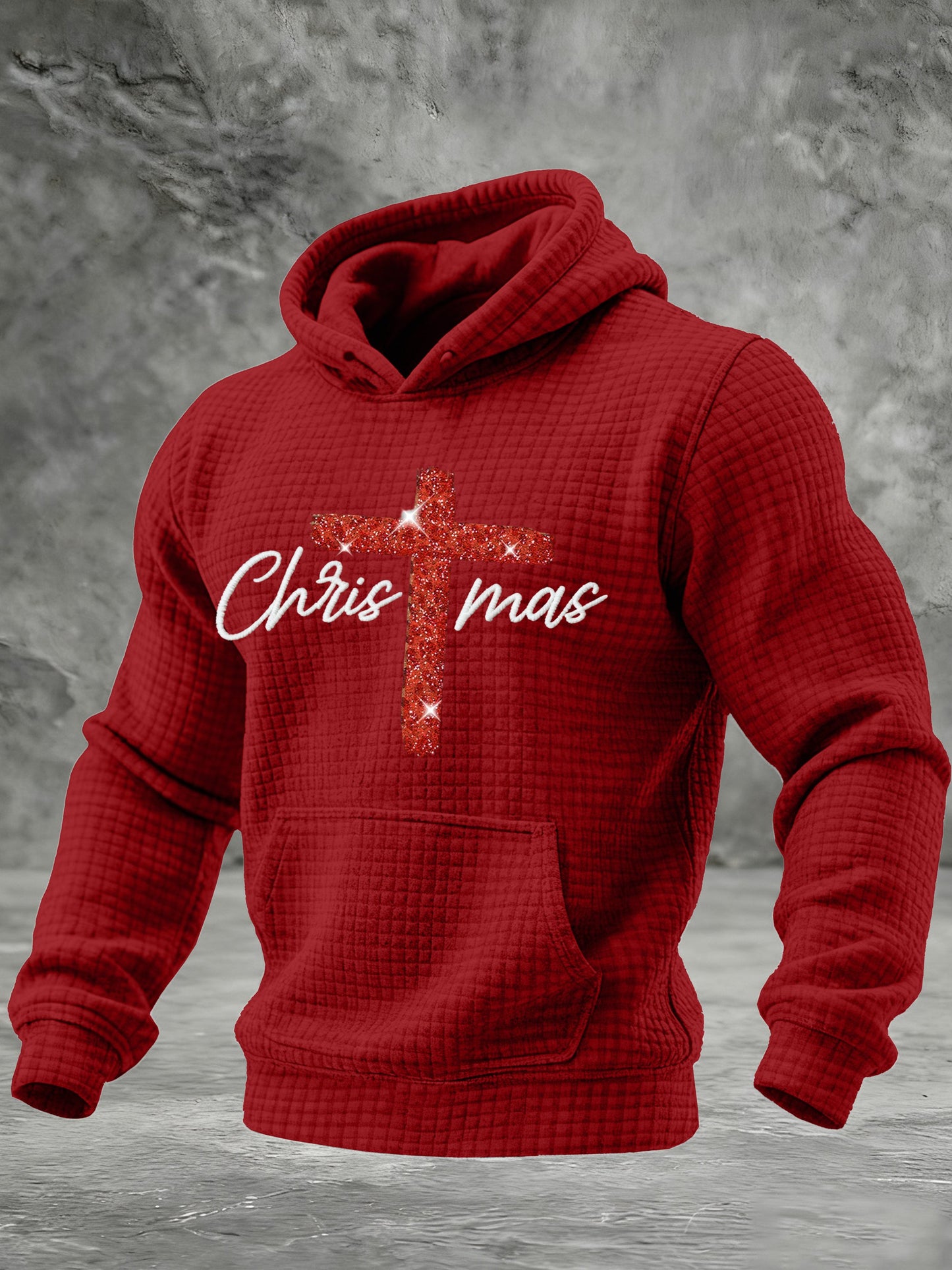 Men's Christmas Faith Splicing Faith Print Hoodie