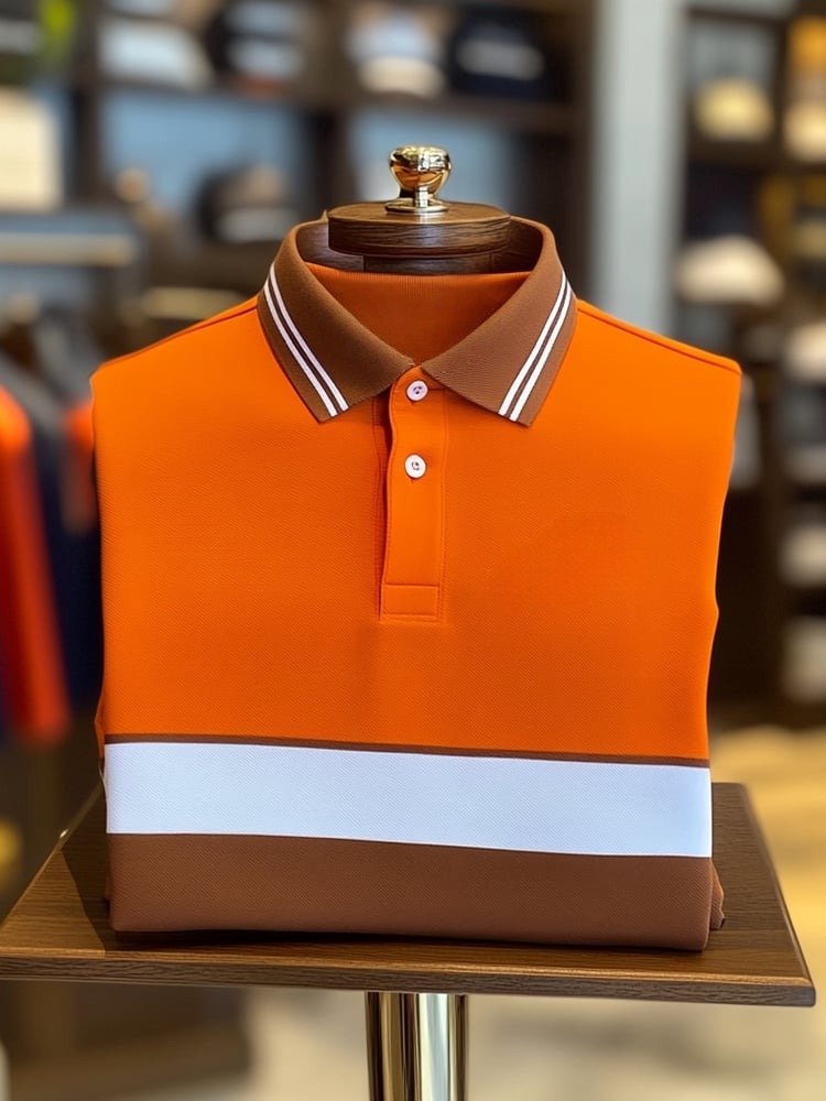 Men's Classic Business Logo Button Short Sleeve Polo Shirt