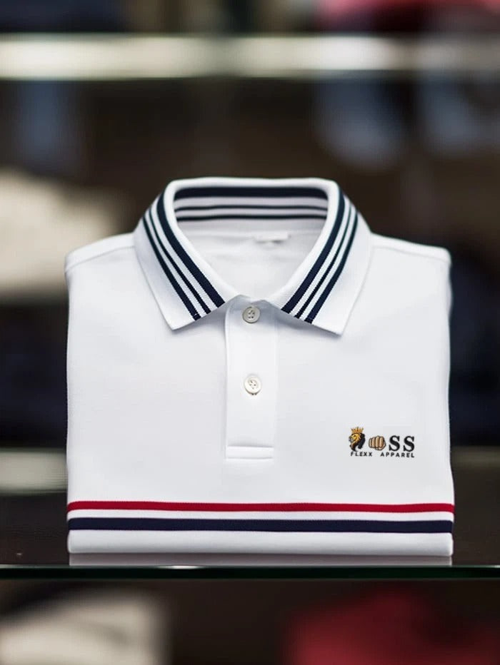 Men's Classic Business Logo Button Short Sleeve Polo Shirt