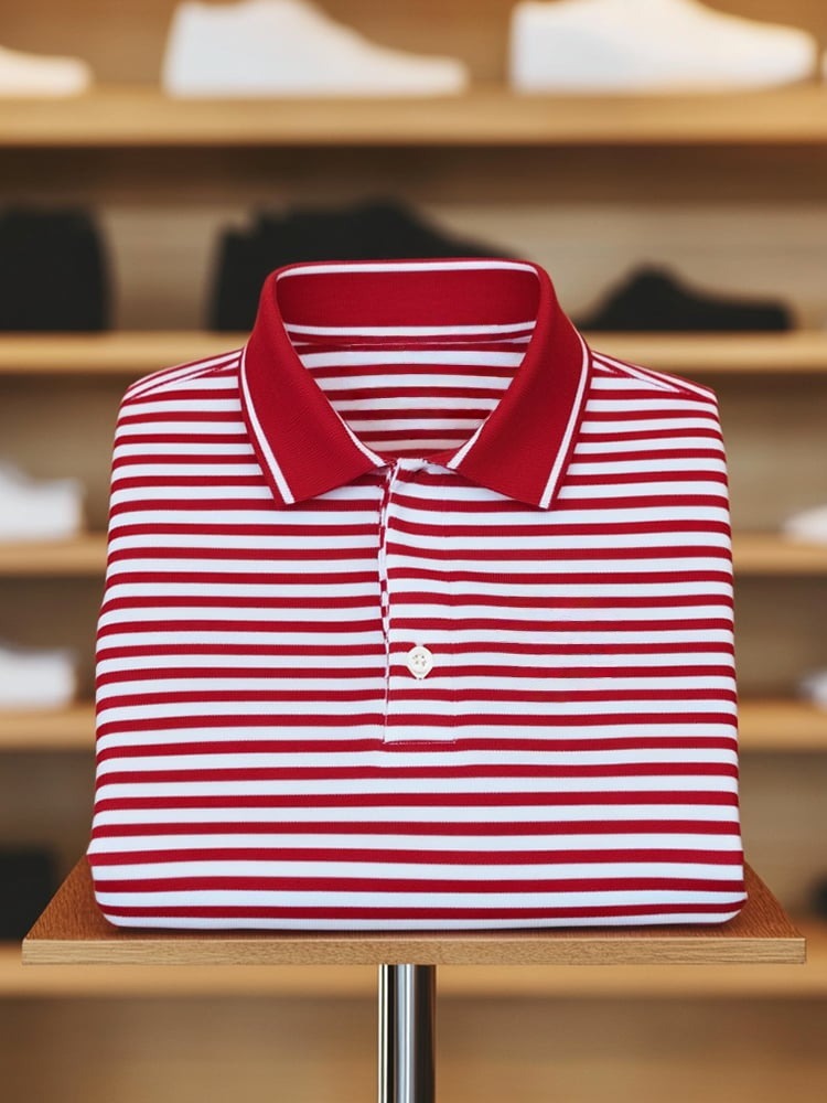 Men's Classic Business Logo Button Short Sleeve Polo Shirt