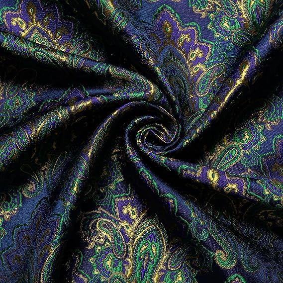 Men's Silk Paisley Dress Shirts,Green Gold