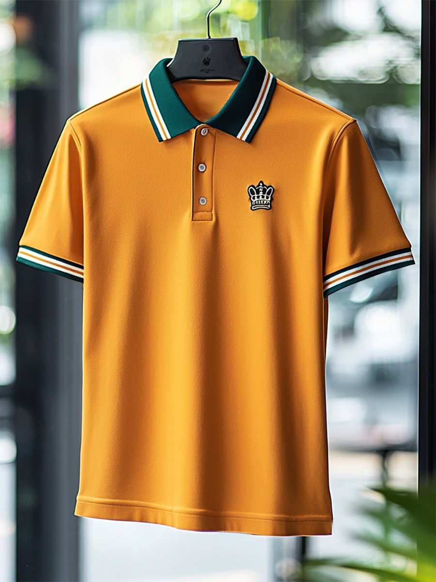 Men's Business Casual Button Short Sleeve Polo Shirt