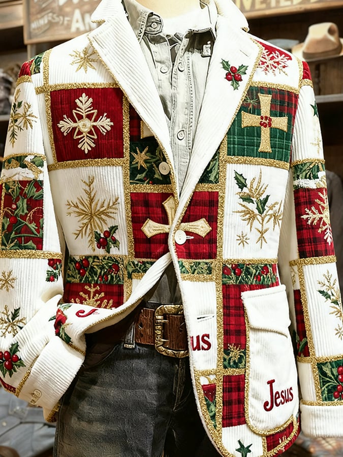 Men'S Casual Printed Suit Jacket