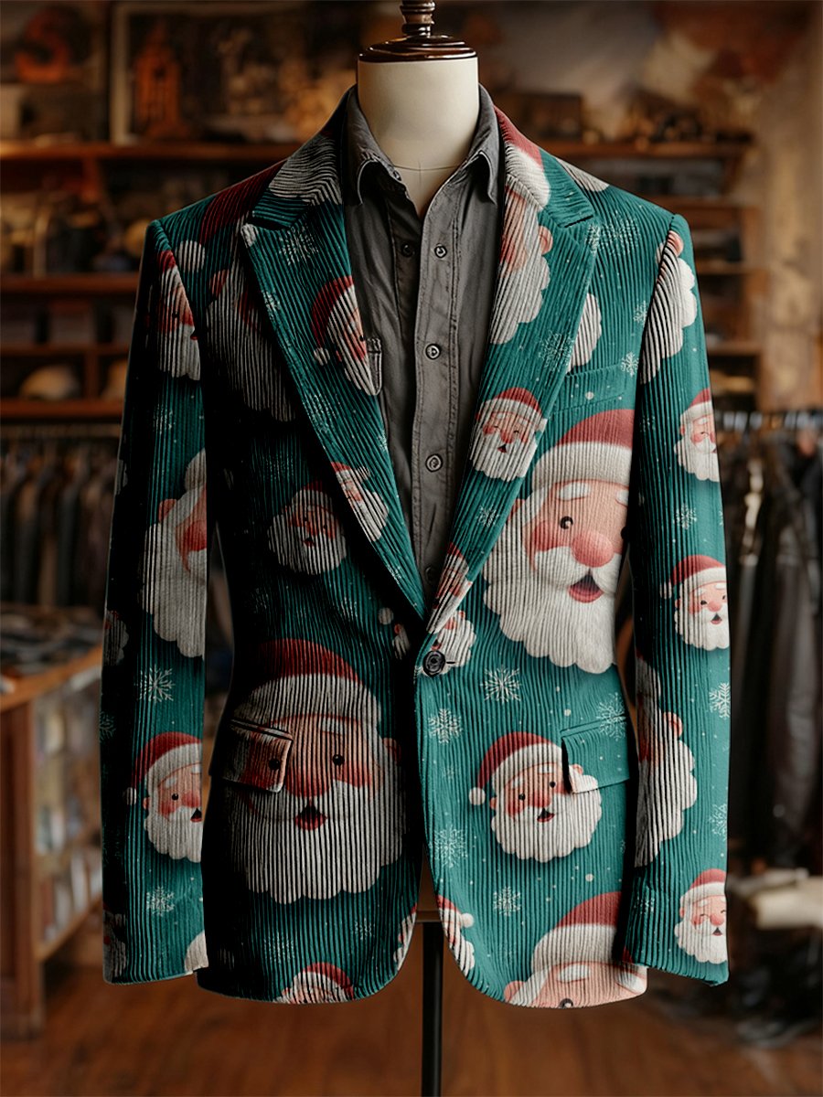 Men's Vintage Casual Christmas Party Corduroy Blazer