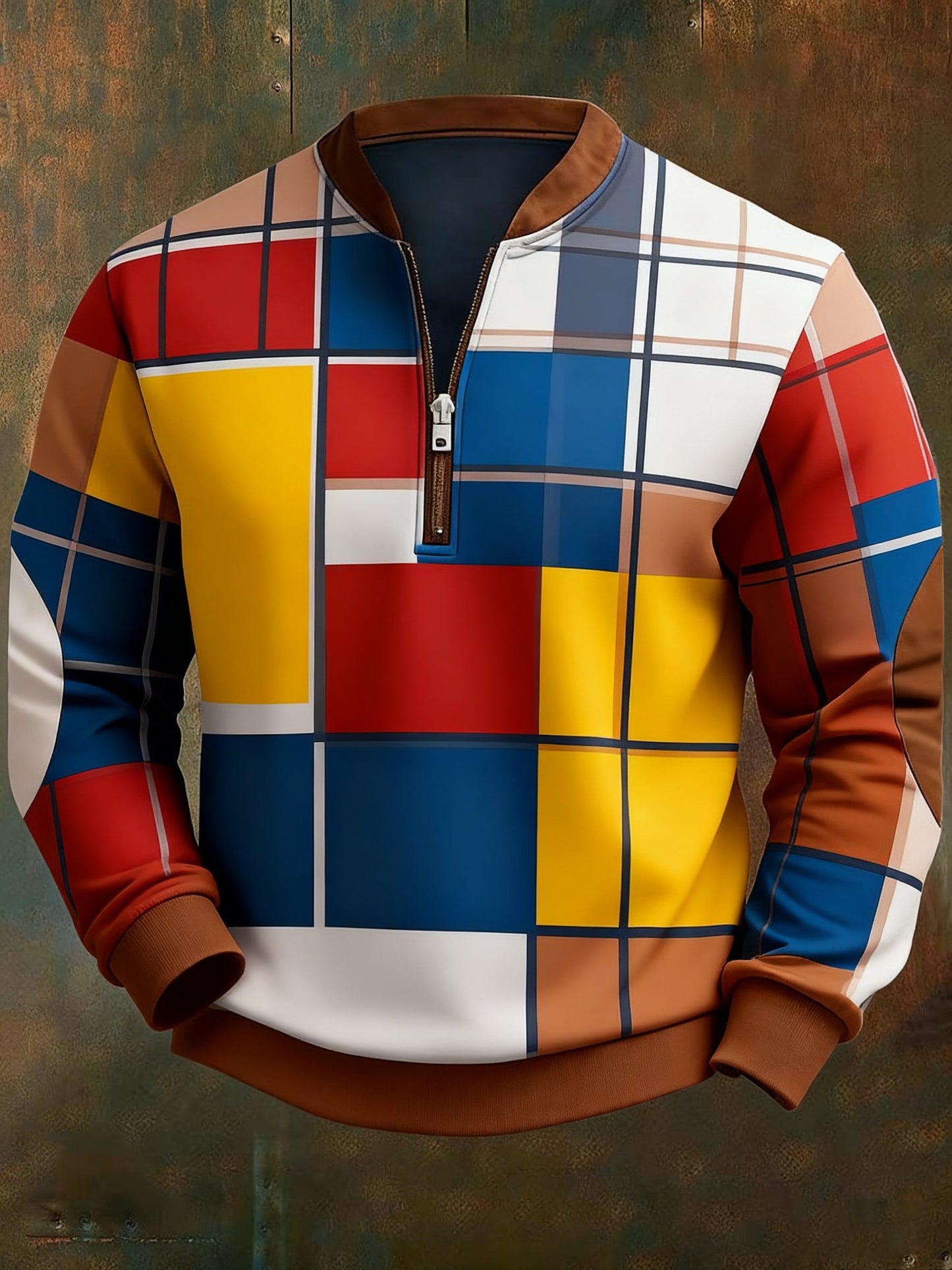 Men's Casual Geometric Color Block Print Sweatshirt