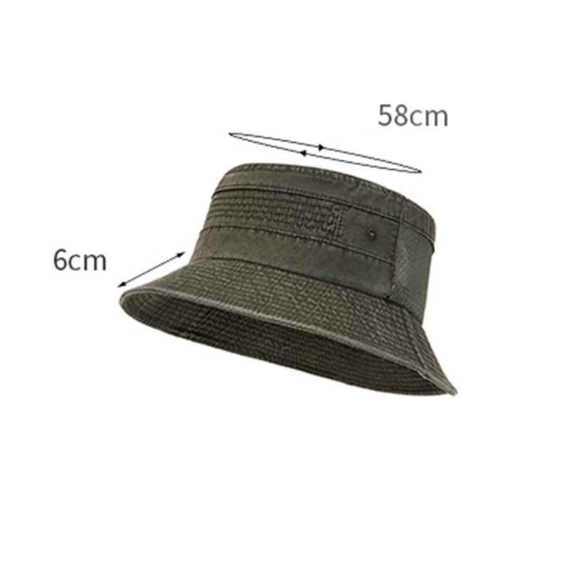 Men's Retro Washed Denim Mesh Patchwork Bucket Hat