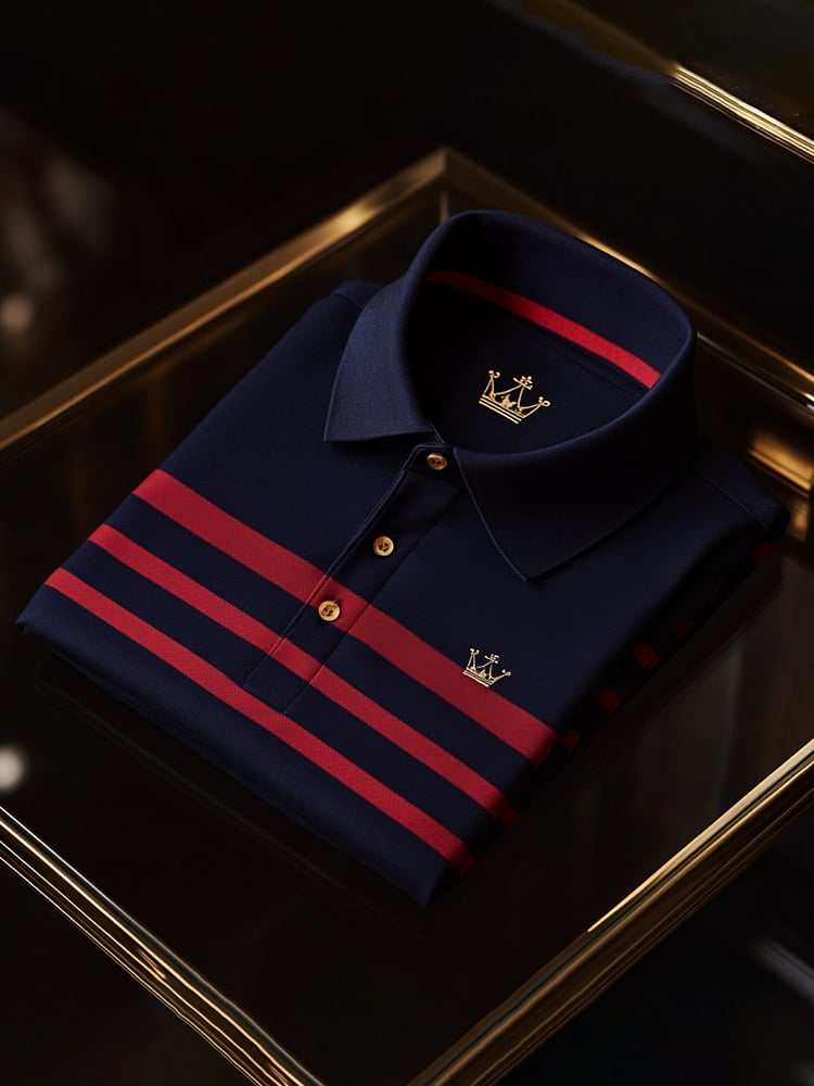 Men's Business Casual Logo Button Short Sleeve Polo Shirt