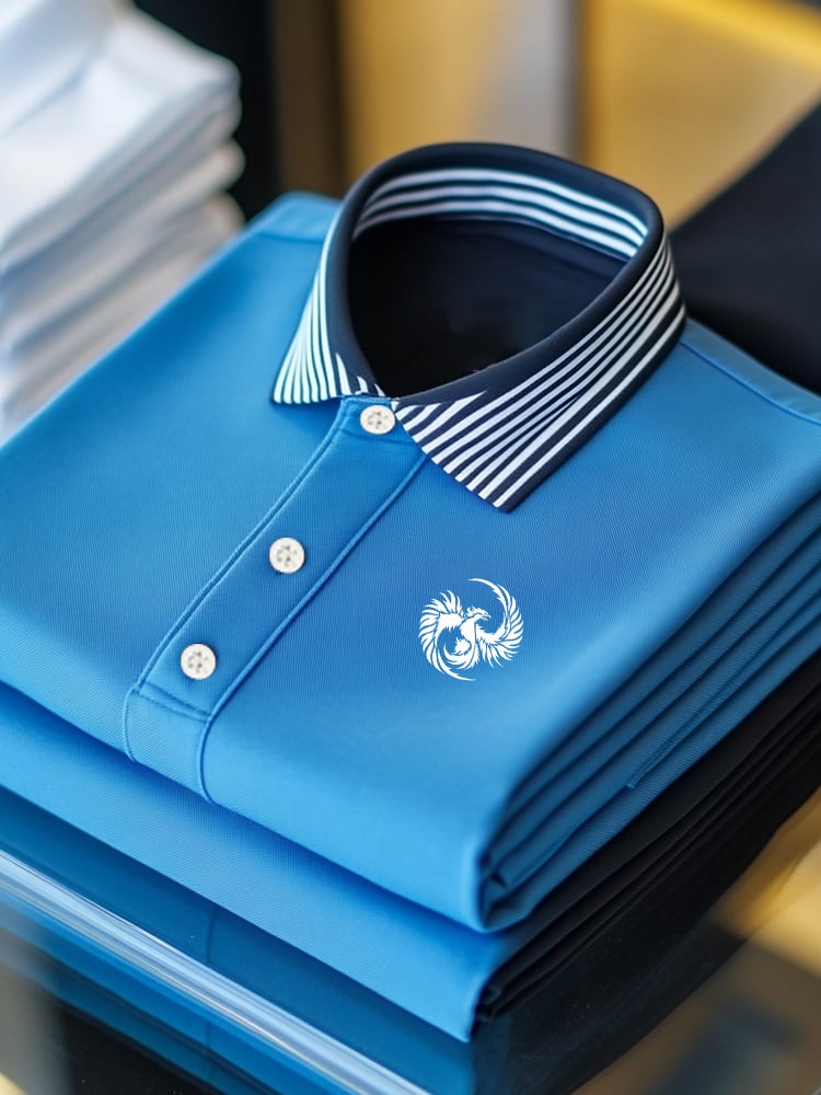 Men's Business Casual Logo Button Short Sleeve Polo Shirt