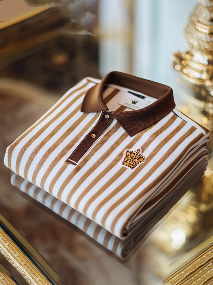 Men's Business Casual Logo Button Short Sleeve Polo Shirt
