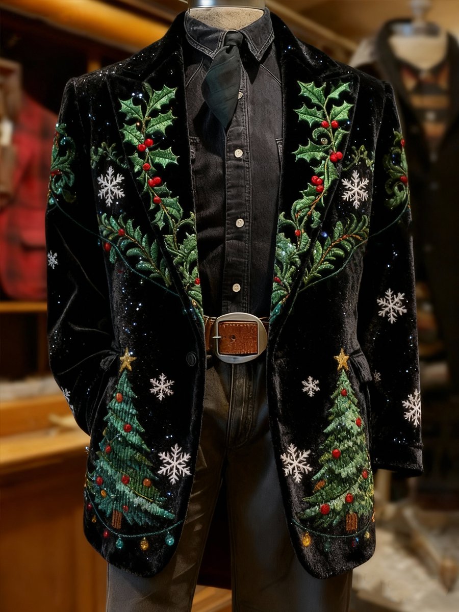 Men's Corduroy Evergreen Lapel Suit Jacket