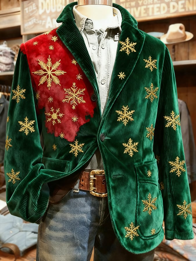 Men's Christmas Art Design Print Casual Coat