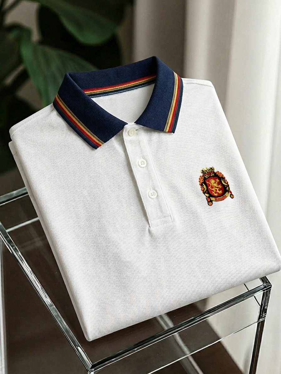 Men's Business Stroped Short-Sleeve Polo Shirt