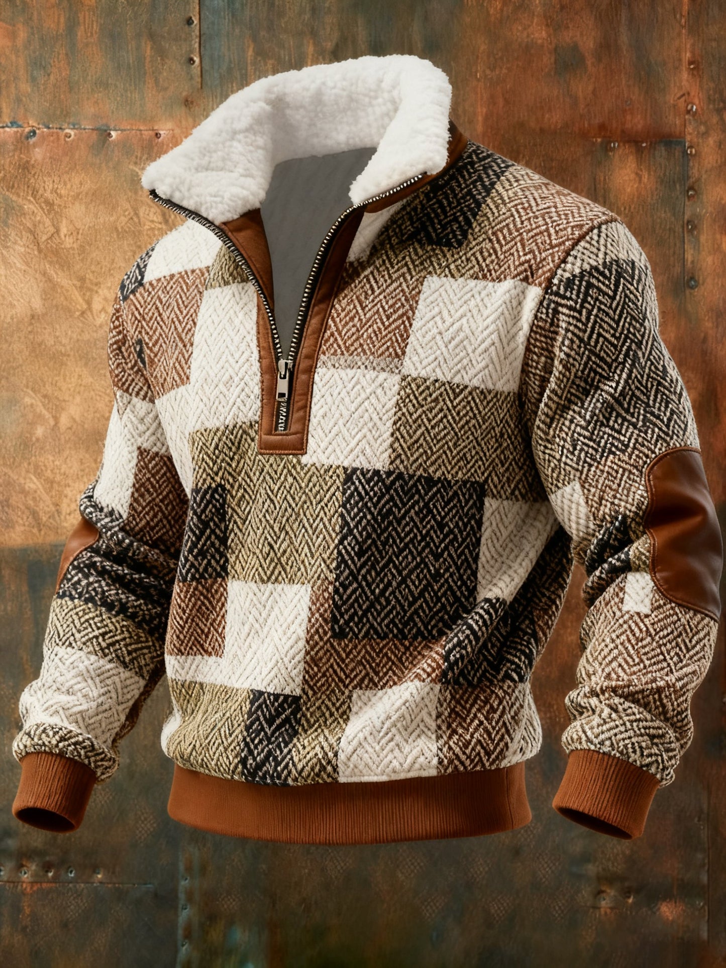 Men's Cable Textured Print Casual Sweatshirt